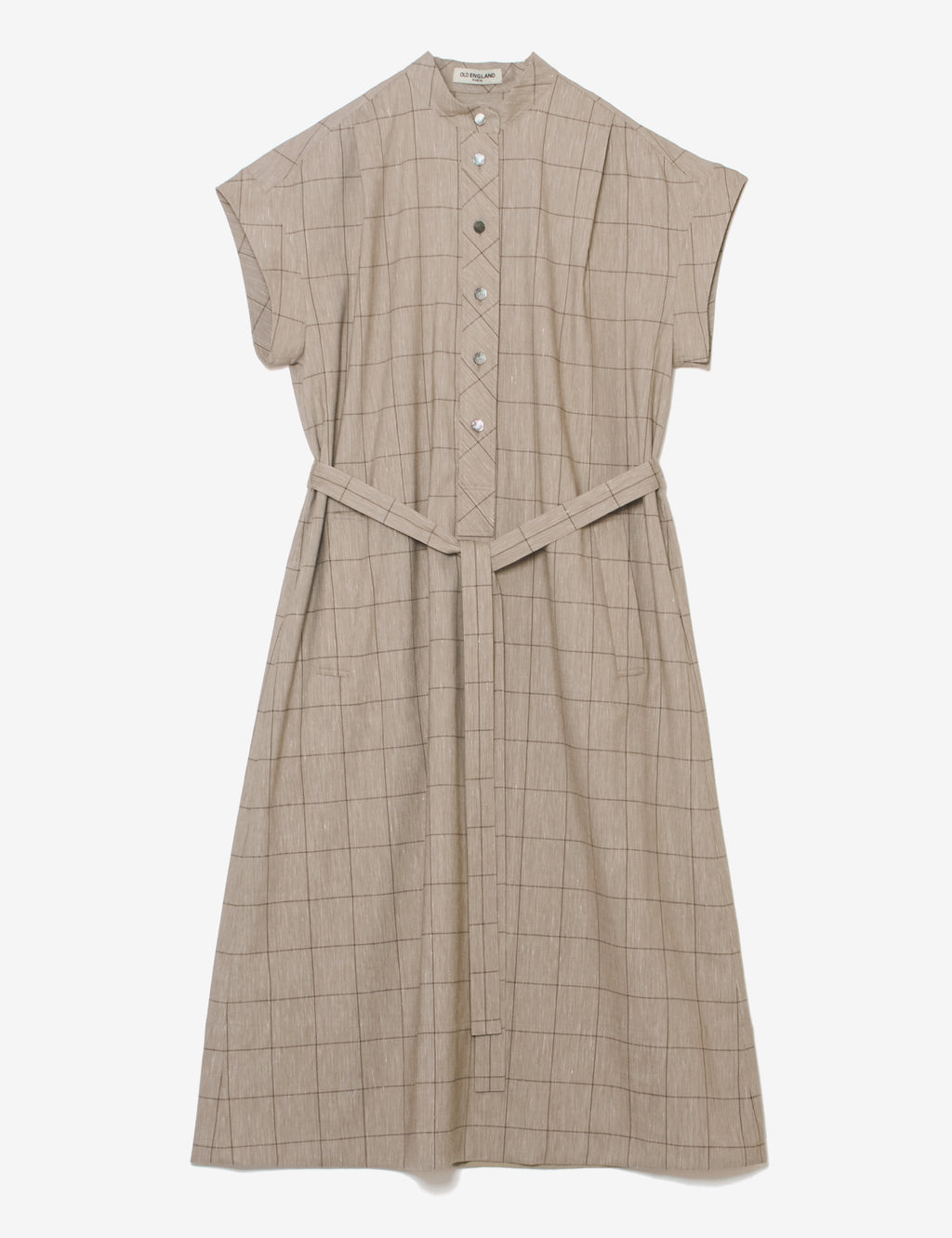 スタンドカラーチェックワンピース