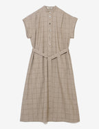 スタンドカラーチェックワンピース